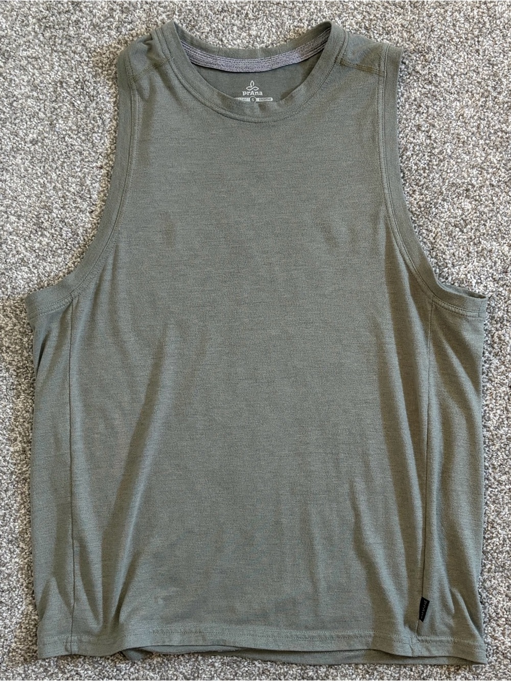 Prana Breathe Olive Green Men's Tank Top Size Small